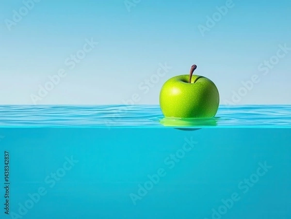 Fototapeta A single fresh fruit floating in clear water, highlighting purity and natural simplicity