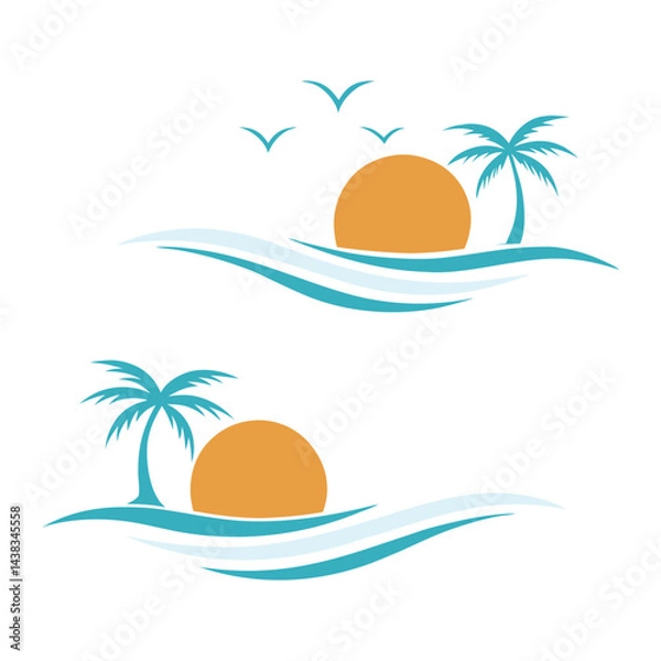 Obraz Minimalistic Sunset Beach vector Artwork.