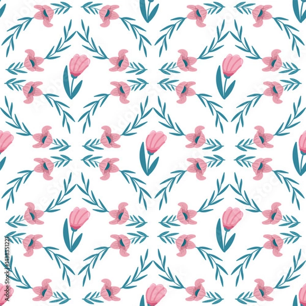 Fototapeta vector seamless pattern of flowers, pattern for decoration and embellishment, print on fabric and paper for holidays, weddings, Easter decor. spring and summer flowers delicate combination for stylish