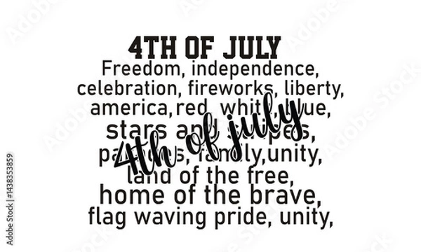 Fototapeta 4th of July Words Svg, Independence Day