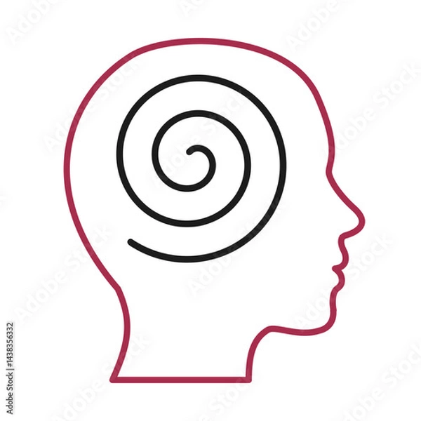Obraz Healthy mentality, clear mind, calm gaze, harmonious spiral, order in man head - vector