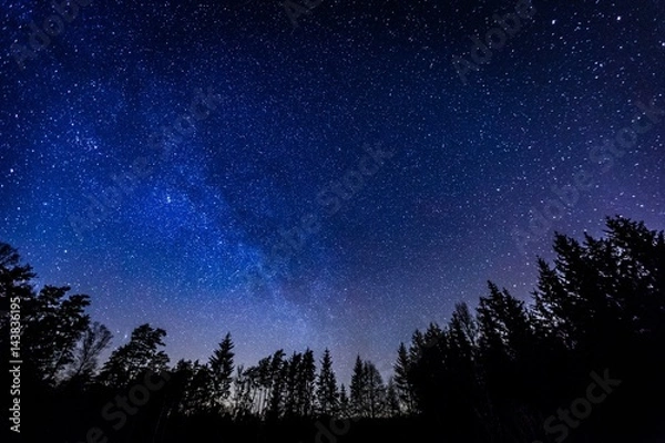 Obraz Nocne niebo nad wiejskim krajobrazem