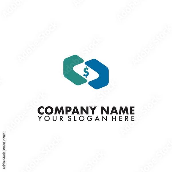 Obraz Simple minimalist logo of a person's hand giving money with an abstract symbol