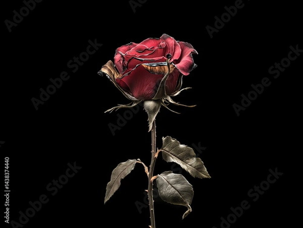 Fototapeta Symbolic rose art studio photograph dark background close-up artistic representation