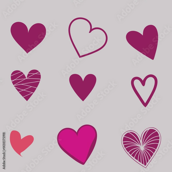 Fototapeta Simple red heart vector icon set