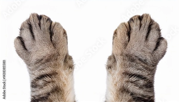 Fototapeta paws of a cat scottish straight top and bottom view isolated on white background