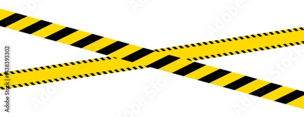 Fototapeta Warning tape with yellow and black diagonal stripes. Yellow and black caution tape border. Long danger ribbon. Warn stop seamless line.