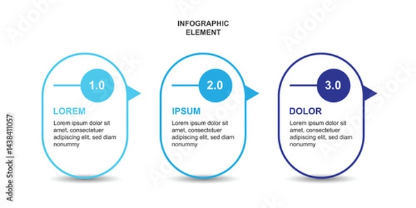 Fototapeta 3 step business infographic template line style with circle and blue colors