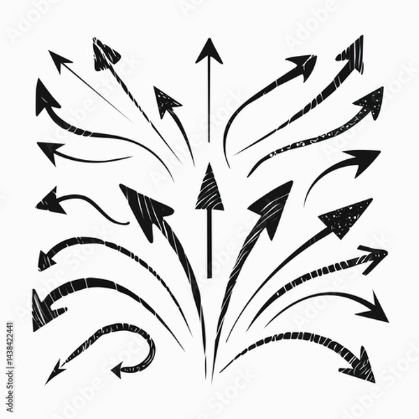 Fototapeta Black arrows vector icon pack hand-drawn style brushstroke designs EPS file minimalist