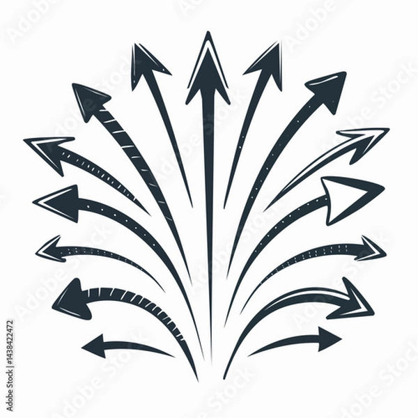 Fototapeta Black arrows vector icon pack hand-drawn style brushstroke designs EPS file minimalist