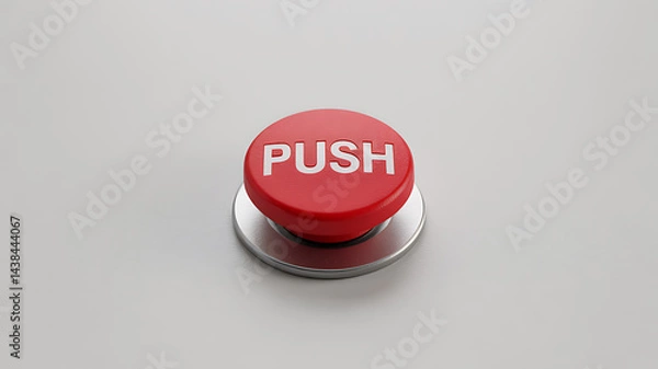 Fototapeta Red Push Button on a Light Gray Surface