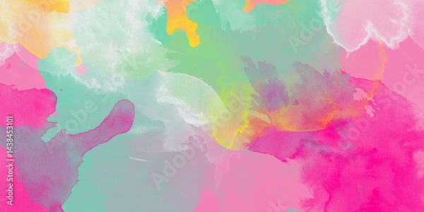 Obraz Vibrant Painted Splatters and Abstract Watercolour Textured Background. Vibrant Painted Splatters and Abstract Watercolour Textured Background.  Contemporary wallpaper.