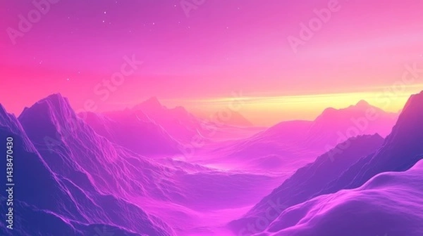 Fototapeta Majestic mountain sunrise abstract landscape digital art vibrant colors panoramic view tranquil serenity for nature lovers