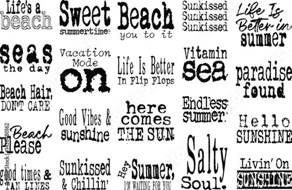Obraz summer svg png Bundle, summer typography t-shirt design bundle, summer typewriter svg png, retro summer svg png, summer vector, illustration, line art, graphics, print 
