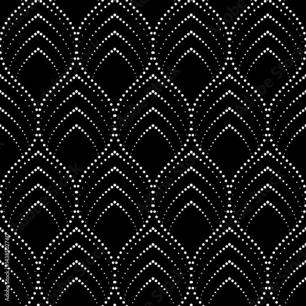 Fototapeta Black and white seamless pattern. Modern geometric background. Dotted grid.