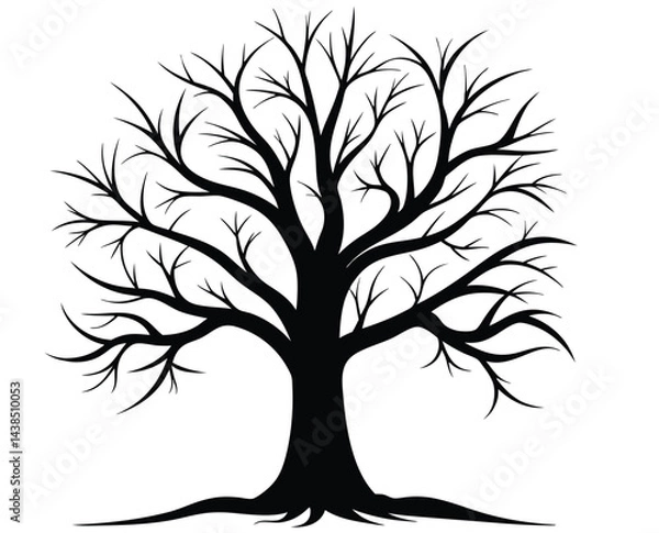 Fototapeta Black and white Bare Tree vector isolated on a white background