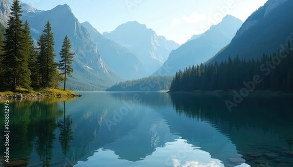 Fototapeta Tranquil Mountain Lake Reflection