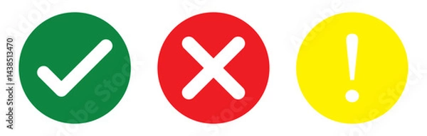 Fototapeta Approval rejection warning icons