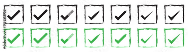Fototapeta grunge style checkmarks set vector