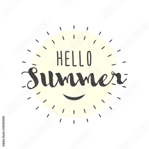Fototapeta Hello Summer letters with smile vector illustration