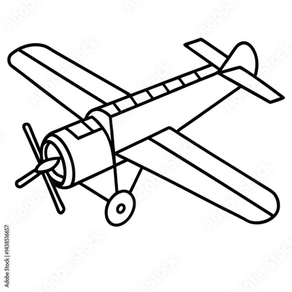 Fototapeta Minimal Biplane Vector on White