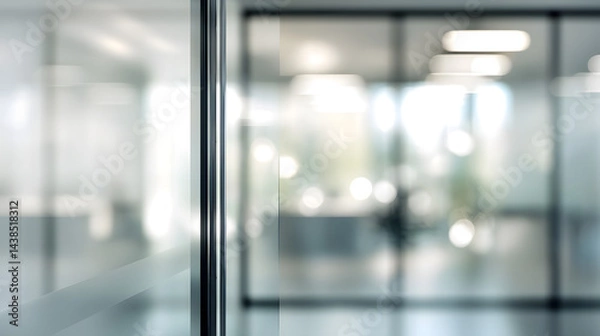 Fototapeta Dynamic office space with blurred background and door modern workplace bright environment perspective