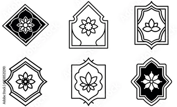 Obraz Elegant Black and White Geometric Tile Patterns