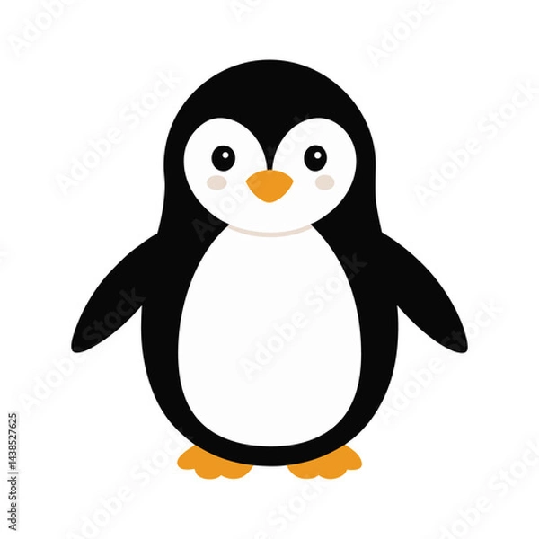 Fototapeta A cute emperor penguin colorful vector art illustration