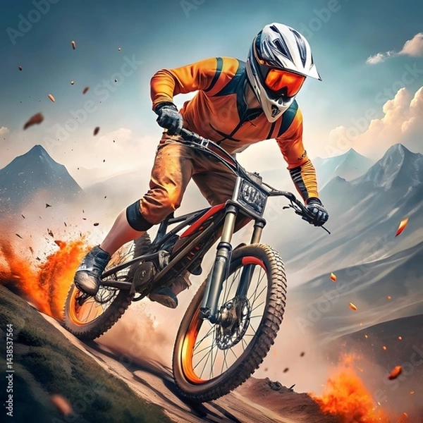 Obraz mountain cycle rider