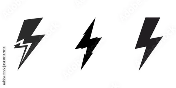 Fototapeta lightning bolt vector illustration, Flash lightning bolt icon set. Energy sign.  Flash icon buttons set, Lightning bolt icons silhouette set Vector Illustration design, Lightning bolt icons silhouette