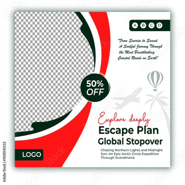 Fototapeta Travel and tour social media posts and web banner square design template