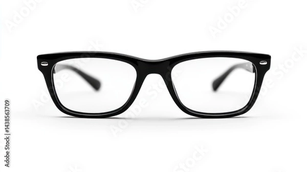 Fototapeta Classic black rectangular eyeglasses isolated on white background.