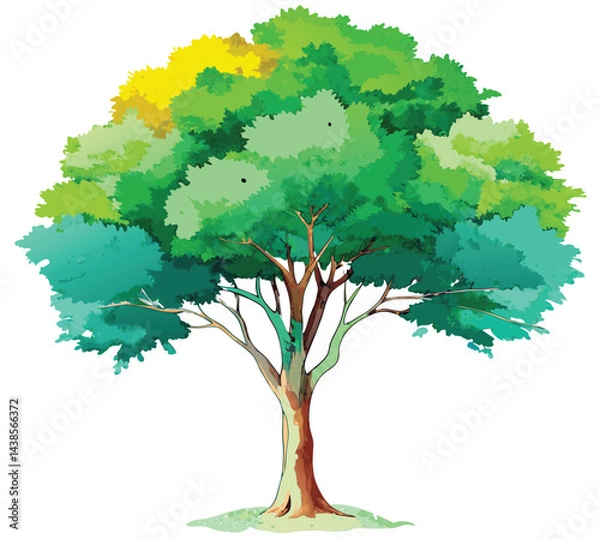 Obraz hand drawn tree watercolor vector illustration on white background