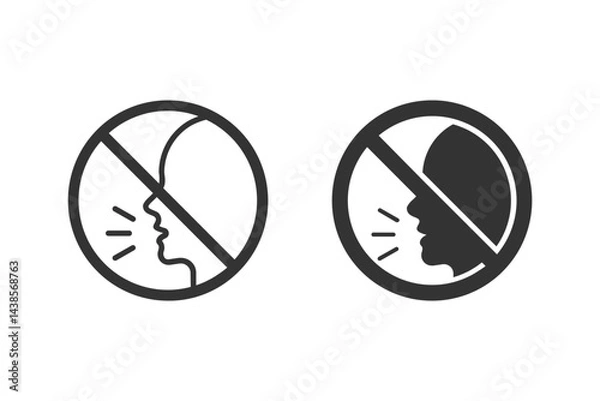 Obraz No talking sign. Silhouette illustration of quiet zone or a directive to refrain from speech. Ideal for use in educational, medical, or public service contexts