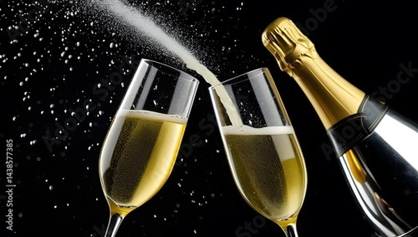 Obraz champagne bottle and glasses