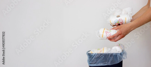 Obraz Diaper waste, dirty diapers. Disposal of used baby diapers