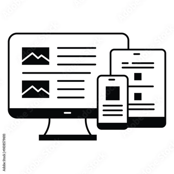 Obraz Responsive Design Vector Icon Depicting Cross-Device Compatibility and Digital User Experience