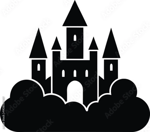 Obraz flat castle in clouds icon on white background .eps

