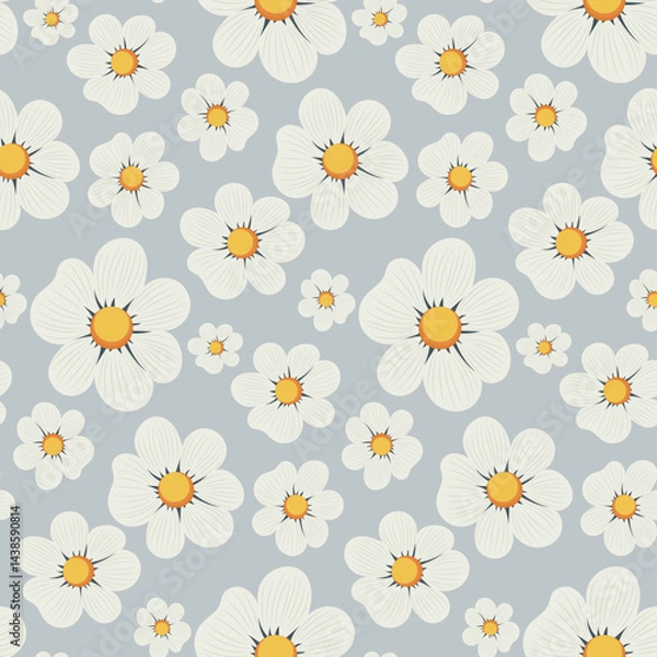 Obraz Seamless floral pattern on light background. Background in small flowers for textiles, fabrics, cotton fabric, covers, wallpaper, print, gift wrapping, postcard, scrapbooking. 