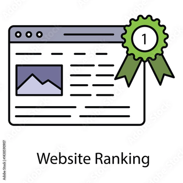 Fototapeta Website Ranking Vector Icon Depicting Search Visibility, Internet Traffic, and Web Analysis