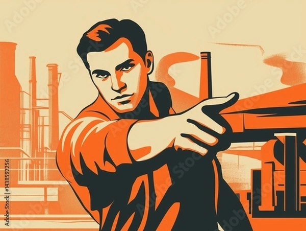 Fototapeta Dynamic Illustration of Man Pointing at Viewer