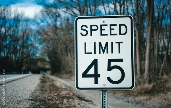 Fototapeta Speed Limit 45 mph Traffic Sign