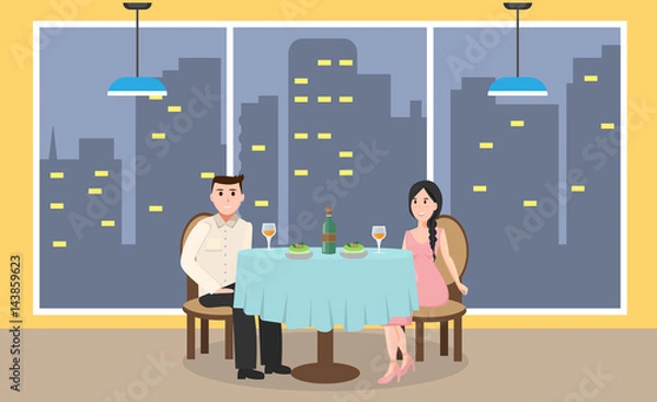 Obraz Young couple in restaurant