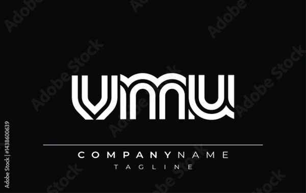 Obraz VMU Creative Unique Modern Letter Logo Design. Stylized logo featuring a unique letter design, presenting abstract minimalist aesthetics and modern appeal.