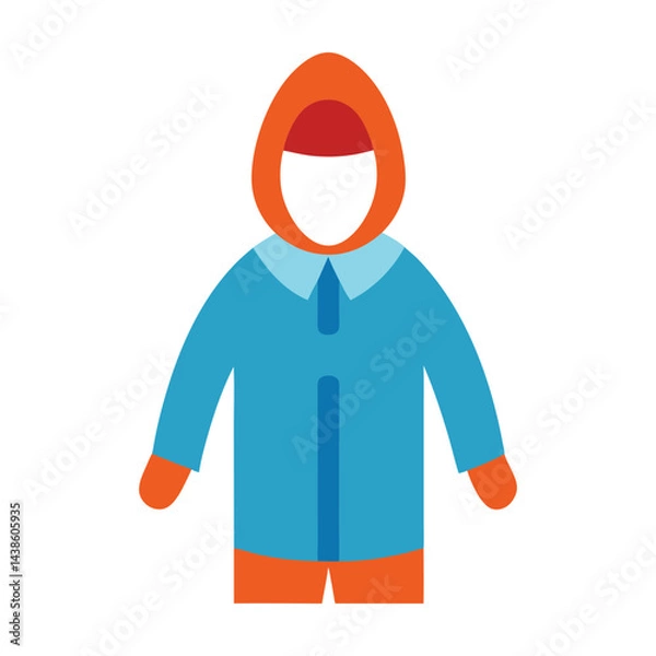 Fototapeta Isolated vector illustration of a person wearing a raincoat and hood
