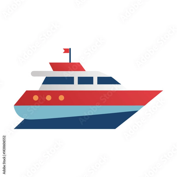 Fototapeta Vector illustration of a modern luxury yacht on white background