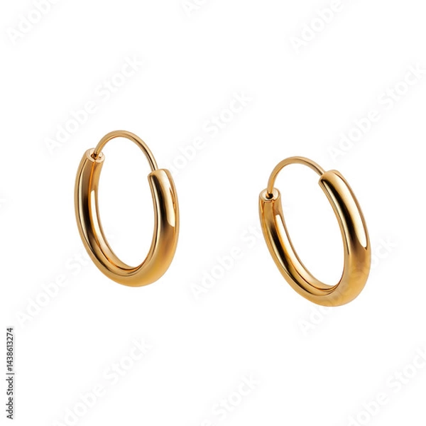 Obraz Hoop Earrings Falling Midair Crisp Image  isolated on a transparent background