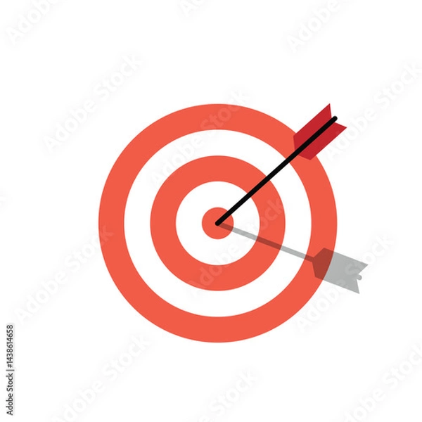 Fototapeta Target Icon with Bullseye and Arrow for Goal Setting and Achievement