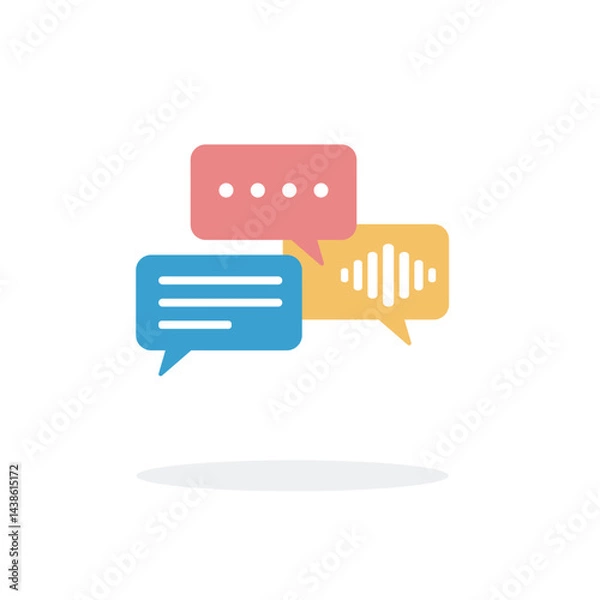 Fototapeta Communication Icon with Speech Bubble and Voice for Collaboration