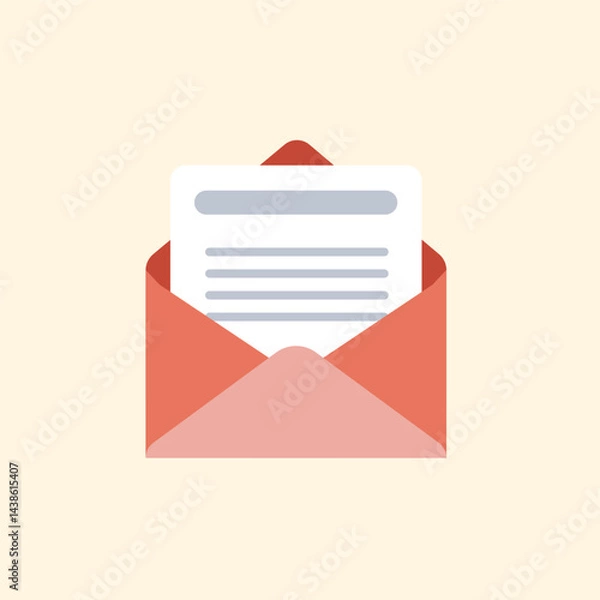 Fototapeta Email Icon with Envelope and Document for Digital Correspondence